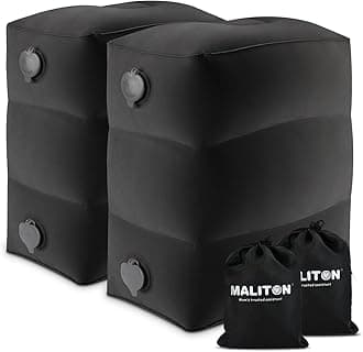 Maliton Airplane Footrest, Inflatable Foot Rest for Kids, Adjustable Height Travel Pillow On Airplanes, Cars, Office, Toddler Travel Essentials (Black, 2 Pack)