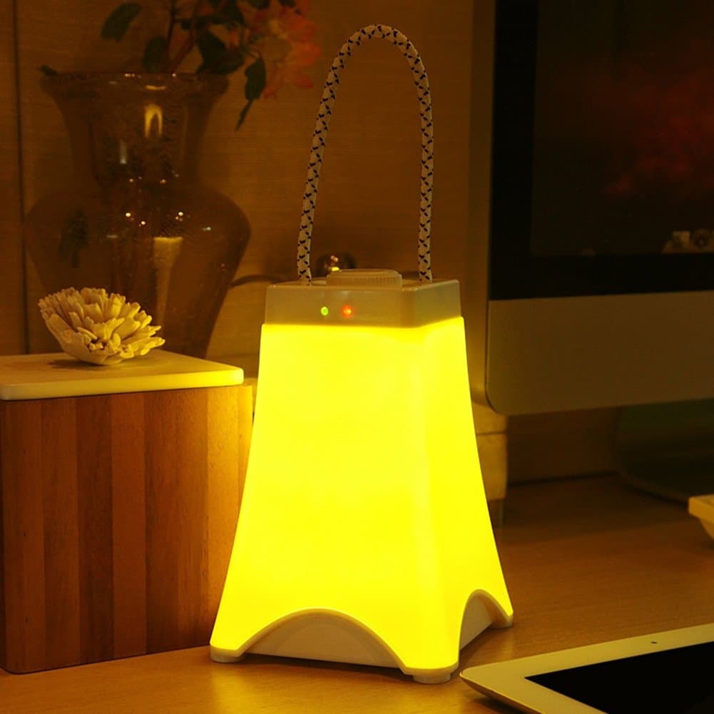 DELISI Portable Eiffel Tower Design LED Lantern Night Lights,USB Rechargeable Emergency Beside Lamp with Automaticlly 10 Minutes Turn Off Timer,Stepless Brightness Adjustable Baby Soft Light(Yellow)