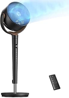 DREO Fan for Bedroom, 120° Oscillating Standing Fan, Quiet Floor Fan with DC Motor, Pedestal Fan for Room, 9 Speeds, 4 modes, 20dB, 120° Manual Vertical, 37-42" Adjustable Height, 9H Timer, Dark Gray