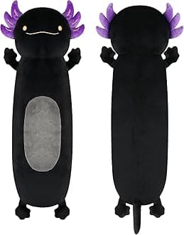 Dalmao 28 inch Black Axolotl Stuffed Animal, Cute Long Body Cuddle Squishy Pillow, Big Axolotl Plushies Toy Gift for Kids, Boys for Birthday, Valentine Day, Halloween, Thanksgiving Day, Christmas