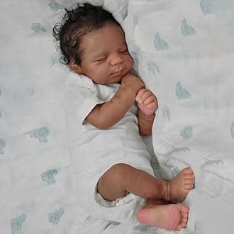 Zero Pam Black Reborn Baby Dolls Boy, 18 in Realistic Baby Doll, African American Newborn Baby, Silicone Baby Doll, Black Reborn Dolls Cloth Body with Accessories