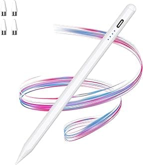 Luntak Stylus Pens For Touch Screens Pom Tip Magnetic iPad Pencil Rechargeable Tablet Pencil Active Stylus Pen For iPad/Pro/Air/Mini/iPhone And Other Smartphone Devices, White