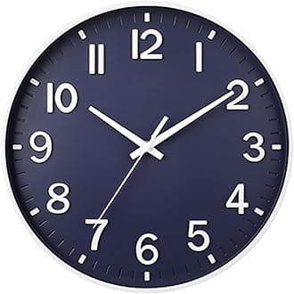 Wall Clocks Battery Operated,Wall Clock Navy Blue,10 inch Wall Clock Silent Non Ticking Modern 3D Numbers for Kitchen Bedroom Living Room Office Classroom Decor