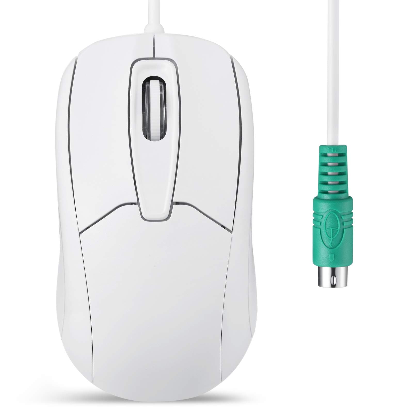 Perixx PERIMICE-209 P, Wired PS2 Optical Mouse with Scroll Wheel and 1000 DPI, White