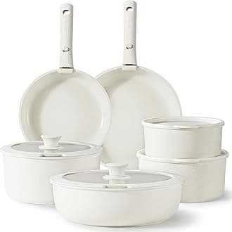 CAROTE 17 Piece Saucepan and Pan Set, Non-Stick Cookware Set with Removable Handle, Induction Suitable for Motorhomes