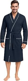 Men's Robe Cotton Blend Knit Bathrobe