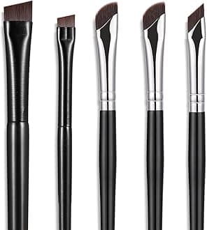 5-Piece Set Eyeliner Brushes for Precision Makeup Application - Fine Angled & Ultra Thin Slanted Flat Angle for Professional Beauty Cosmetic Tool