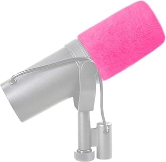 LEFXMOPHY SM7B Windscreen for Shure SM7B SM7dB Vocal Microphone Replacement Pop filter, Hot Pink Furry Wind Muff Deadcat Cover