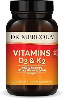 Dr. Mercola Vitamins D3 & K2, 90 Servings (90 Capsules), Dietary Supplement, Supports Immune Health, Non GMO, NSF Certified
