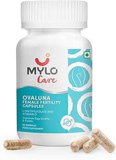 Mylo Ovaluna Female Fertility Supplement - 60 Veg Capsules| Shatavari and CoQ10 | Supports Egg Quality | Natural Conception | Hormonal Balance