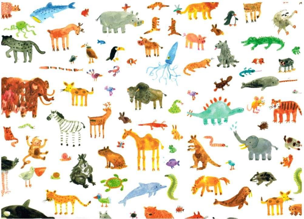 Animals Rolled Gift Wrap Paper 2 Sheets 19.5 inches x 27.5 inches"Animal Time"