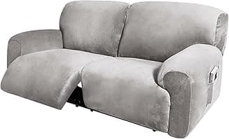 ULTICOR Extra Wide 75" - 100", Reclining 2 Seater Sofa, Extra Wide Reclining Love Seat Slipcover, 6-Piece Velvet Stretch, Reclining Sofa Covers, Thick, Soft, Washable (Light Grey)