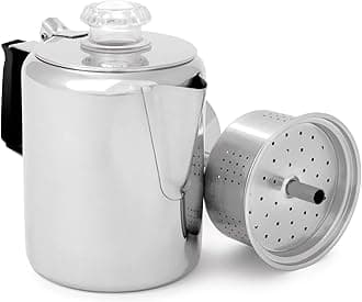 Glacier Stainless Coffee Percolator w Silicone Handle