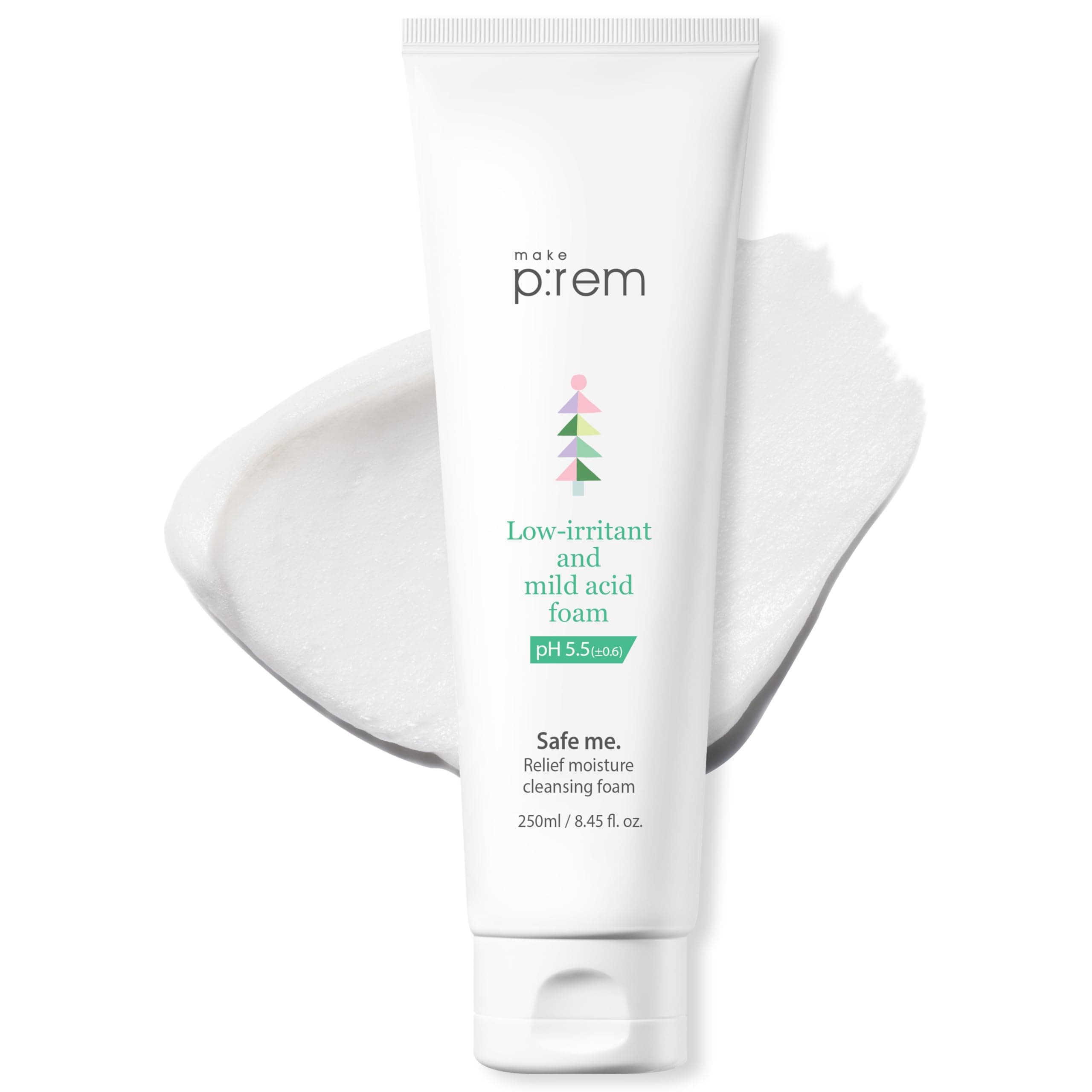 make prem Make Prem Safe Me Relief Moisture Cleansing Foam, 8.5 fl oz (250 ml), Hypoallergenic, Weakly Acid, PM2.5 Cleansing, Clinically Pre-Cleansing, Facial Cleansing Foam, Pores, Blackheads,