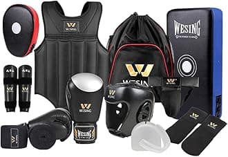 Wesing Martial Arts Protector Equipments Sanda Kickboxing kit 11pcs Gear Set for Men Women