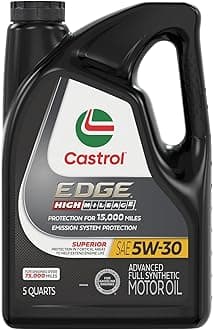 Castrol 03128C Edge High Mileage Black ILSAC GF-5, API SN, ACEA A1/A5, ACEA B1/B5 5W30 Synthetic Motor Oil, 5 Quart