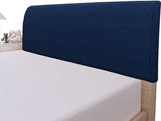 Easy-Going Stretch Bed Headboard Cover,Small Square Jacquard Headboard Slipcover, Dustproof Bed Head Cover for Bedroom (Queen,Navy)