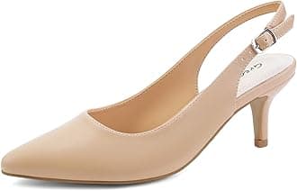 GreatonuPointed Toe Sandals Slingback Kitten Heels Pointed Toe Pumps Ladies Shoes Heels Dressy Work Date Wedding Party