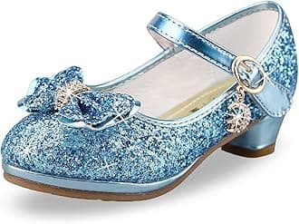 Girls Princess Shoes Toddlers Sequin Sweet Bows Sandals Little Girls Party Pumps Sparkle Wedding Dress Shoes（12UK/Label Size30,Blue