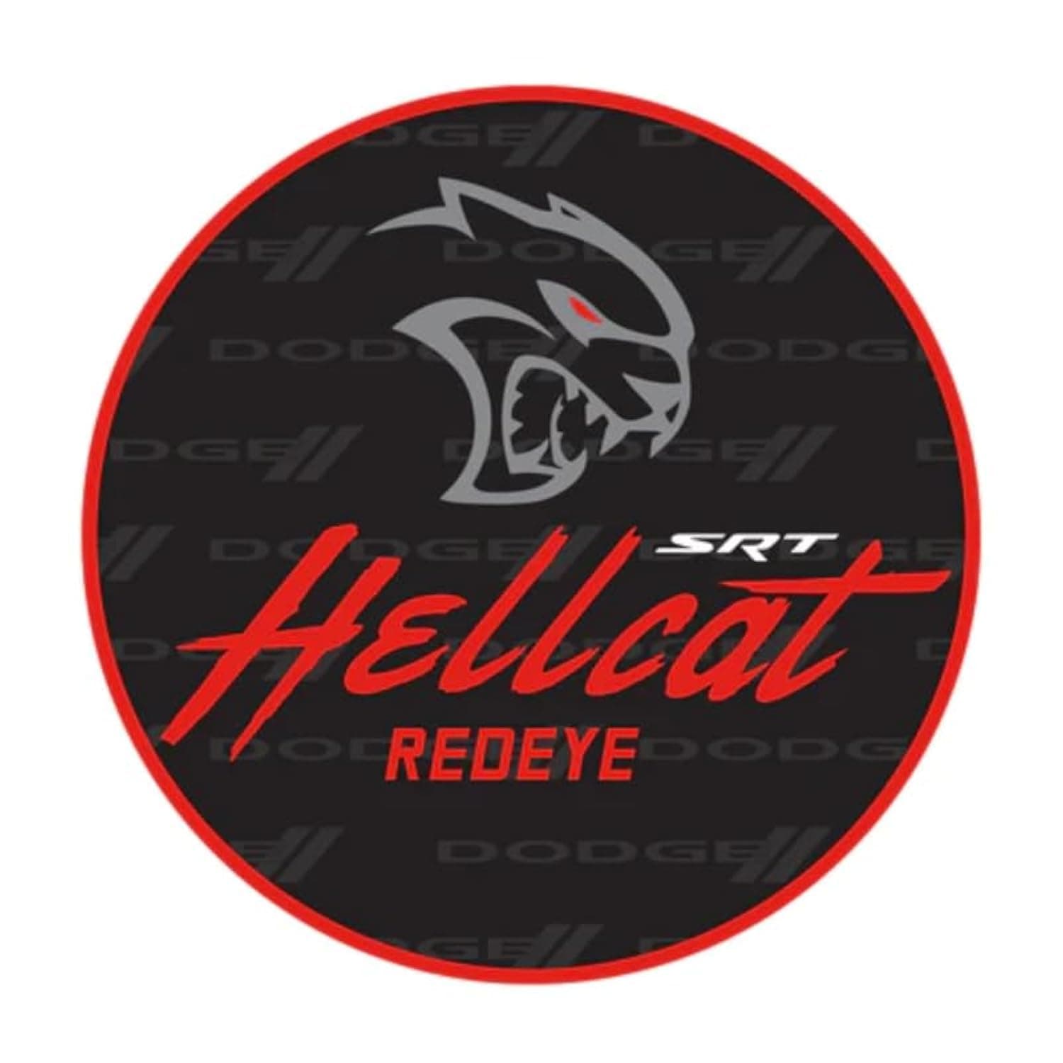 Dodge SRT Hellcat Redeye Logo Premium Screen Printed Round Sticker 4" x 4"