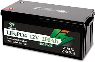 12V 200Ah LiFePO4 Lithium Battery, Lithium Iron Phosphate Rechargeable Battery with 100A BMS For Solar Systems, RV, Boats, Camping, Camping, UPS Power Supply
