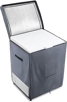 Dalema Outdoor Deep Freezer Cover,Heavy Duty 600D 100% Waterproof Chest Freezer Cover,Freezer Covers for Outside 5.0 Cubic Chest Freezer,Top Can Be Opened by Zipper(25"W x 22"D x 33.5"H,Grey)