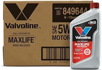 Valvoline Full Synthetic High Mileage with MaxLife Technology SAE 5W-20 Motor Oil 1 QT, Case of 6