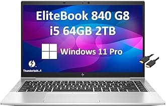 HP EliteBook 840 Business Laptop (14" FHD Anti-Glare, Intel 4-Core i5-1135G7, 64GB RAM, 2TB PCIe SSD, UHD Graphics), 2 x Thunderbolt 4, Webcam, 3-Year Warranty, IST Cable, Win 11 Pro