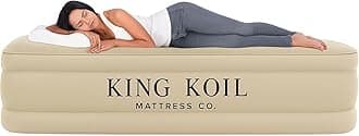 King Koil Luxury California King Air Mattress with Built-in Pump for Home, Camping & Guests - 16” King Size Inflatable Airbed Luxury Double High Adjustable Blow Up Mattress, Durable Waterproof