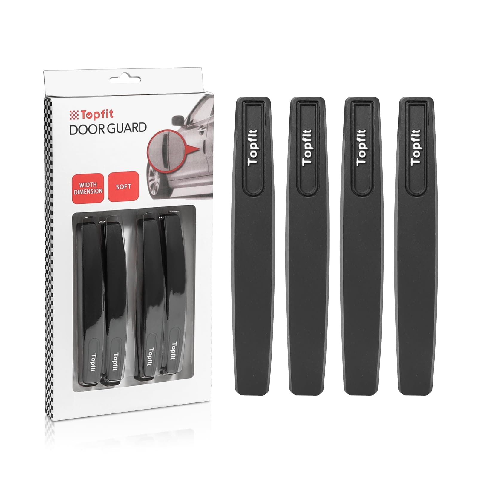 Car Side Door Guards Edge Defender Protector Trim Guard Sticker Fit for Most Car (Black 4 pcs set)