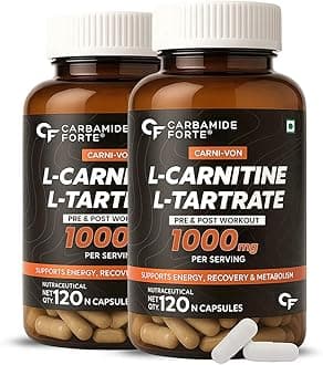 Carbamide Forte L-Carnitine L-Tartrate 1000mg Capsules for Men & Women | Pre Workout Supplement - 120 Veg Capsules (Pack of 2)
