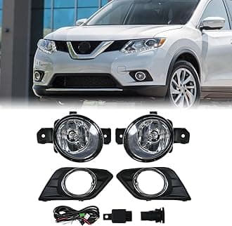 Fog Lamps Assembly with Bulb Compatible with 2014-2016 Nissan X-trail/Rogue,Fog Lights with Covers Harness Switch Kit Replacement for Left&Right Side Fog Lights Assembly 2Pcs AM-NS206