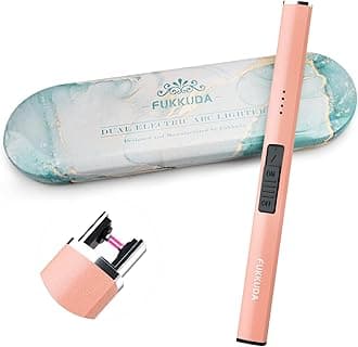 FUKKUDA Electric Candle Lighter with Gift Box - USB Rechargeable Windproof & Flameless Plasma Arc Lighter for Candles, Ocean Box Rose Gold