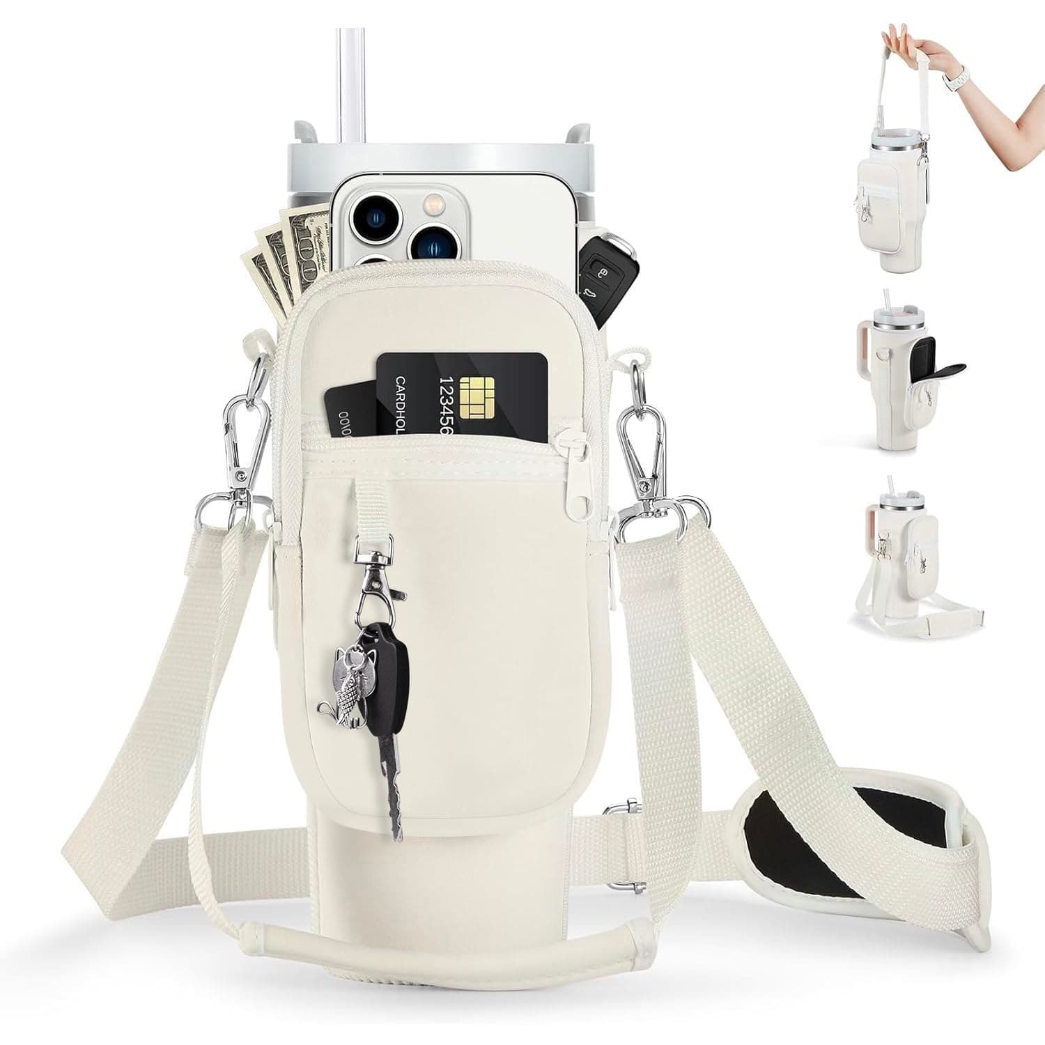 Cream Water Bottle Bag