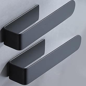 Taozun Hand Towel Bar Bathroom Towel Holder Black Single Towel Rack Self Adhesive Towel Ring Stainless Steel Towel Rail for Bathroom Kitchen, 2 Packs