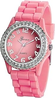 Avaner Women's Silicone Rhinestones Watches Analog Quartz Silicone Strap Bling Wristwatch