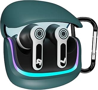 Sounce Earphone Case Cover for Boult Audio Z40 Gaming TWS Soft Silicone Skin Case Cover Shock Absorbing Protective Case with Keychain [Front LED Visible] - Green