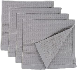 GILDEN TREE Waffle Towels Wash Cloths for Showering, Exfoliating Washcloth Face Towels, Quick Dry Towel Cotton Washcloths Set of 4, Classic Style (Pewter)