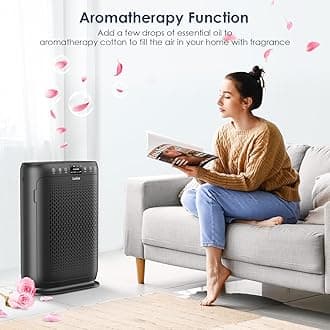 Air Purifiers for Home Large Room up to 1740sq.ft, H13 HEPA Air Filter with Air Quality Sensors, Aromatherapy Function, Air Cleaner for Smoke, Dust, Dander, Pets Hair, Odor, E-200 Black