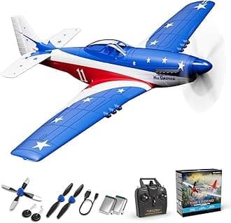 volantexrc RC Plane, 4 Channel Remote Control Airplane P51d Mustang with Gyros, Aileron, Aerobatics, 3 Modes to Fly for Adults & Beginners (Multi Color)