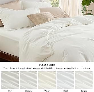 Bedsure Duvet Cover with Fitted Sheet King - Deep Pocket, Hotel Luxury Soft Double Brushed Bedding Set with Zipper Closure, 1 Duvet Cover, 1 Fitted Sheet, 2 Pillow Shams, NO Comforter, Ivory White