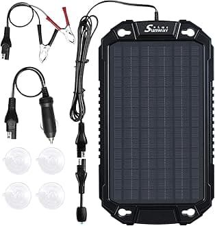 Sunway Solar Car Battery Trickle Charger & Maintainer 12Volt 8W Solar Panel Power Charger kit Portable Waterproof for Automotive RV Marine Boat Truck Motorcycle Trailer Tractor Powersports Snowmobile