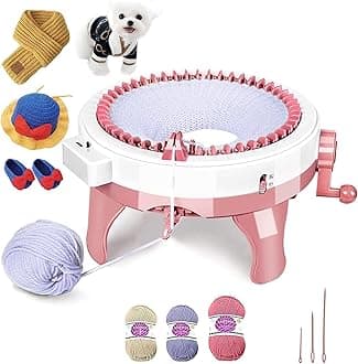 Suicune 48 Needles Knitting Machine with Row Counter and Plain Tube Weave Conversion Key, Smart Knitting Board Rotating Double Knit Loom Machine Efficiently DIY Scarf Hat Sock