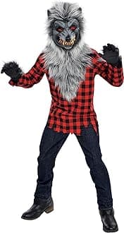 Amscan Hungry Howler Werewolf Halloween Costume for Boys, Includes Mask, Shirt with Fur, Gloves Small 845693