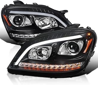 SPEC-D TUNING Black Projector Headlights w/LED Sequential Signal Compatible with 2006-2008 Mercedes Benz W164 ML350 ML500 ML-Class, Left + Right Pair Headlamps Assembly