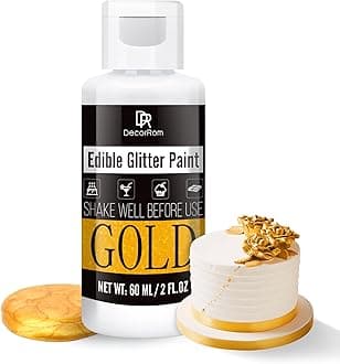 Edible Glitter Paint - 2 fl.oz Metallic Edible Cake Paint for Cake Decorating, Baking, Cupcakes, Candy - Food Grade Shimmer Art Decorative Paint Liquid Luster Dust for DIY Cookie, Fondant (Gold)
