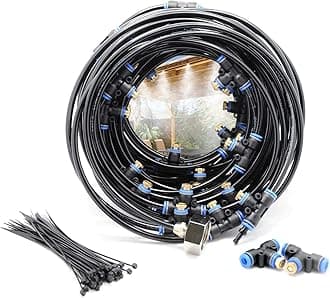 iRuiZhe Misting Cooling System Kit 75.5FT(23M) Misting Line DIY Outdoor Mist Cooling Kit+36 Brass Nozzles Garden Misting Irrigation System for Lawn Patio Garden Greenhouse