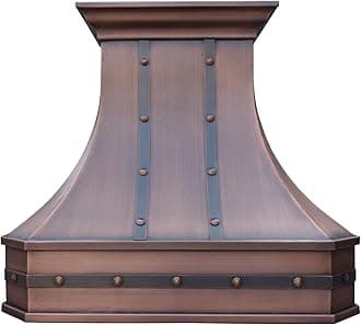 SINDA 42"W x 48"H Island Mount Copper Range Hood with Profession Stainless Steel Vent Liner & Internal Motor, LED Ligths & Baffle Filter, Beehive-Antique Copper, H3STRBCI4248