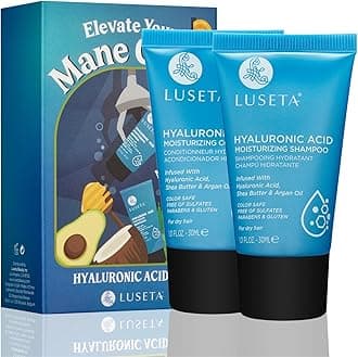 Luseta Hyaluronic Acid Moisturizing Shampoo & Conditioner Set for Dry and Damaged Hair, Sulfate Free Shampoo and Conditioner for Women Infused with Argan Oil and Shea Butter Paraben-Free 2 x 1.01oz