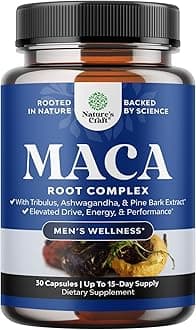 Potent Black Maca Root Capsules for Men - Herbal Wellness Supplement with Siberian Ginseng Ashwagandha and Black Maca Root - Men’s Wellness Supplement to Support General Health - 30 Count